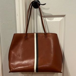 Romag brand brown stripe shoulder bag purse large